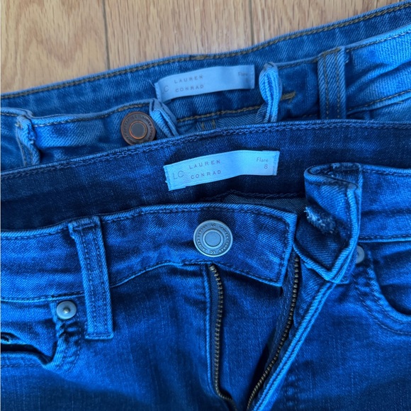 LC Lauren Conrad Dark and Light Blue Flare Jeans - Picture 2 of 3